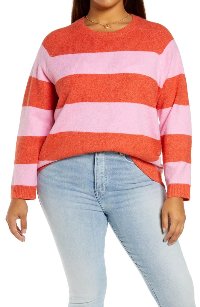 Striped Sensation: BP. Crew Rugby Stripe Recycled Polyester Blend Sweater