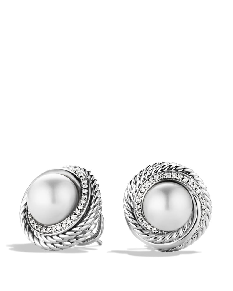 David Yurman Crossover Earrings With Pearls And Diamonds