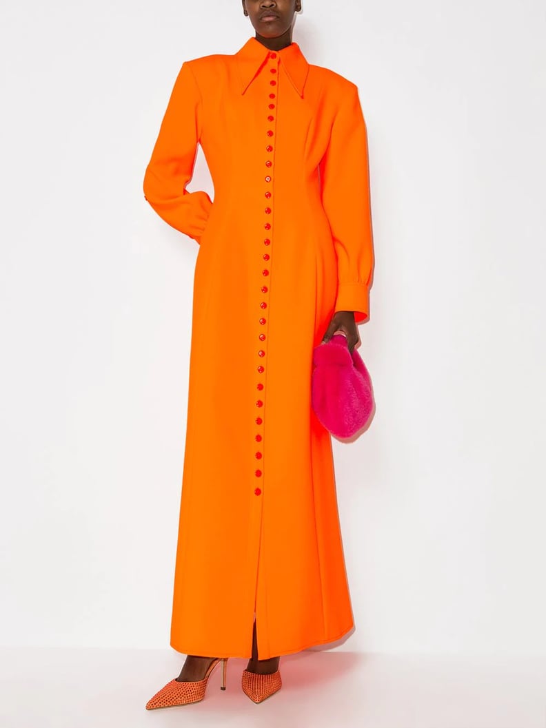 Dramatic Collar: Christopher John Rogers Long-Sleeve Long Shirtdress