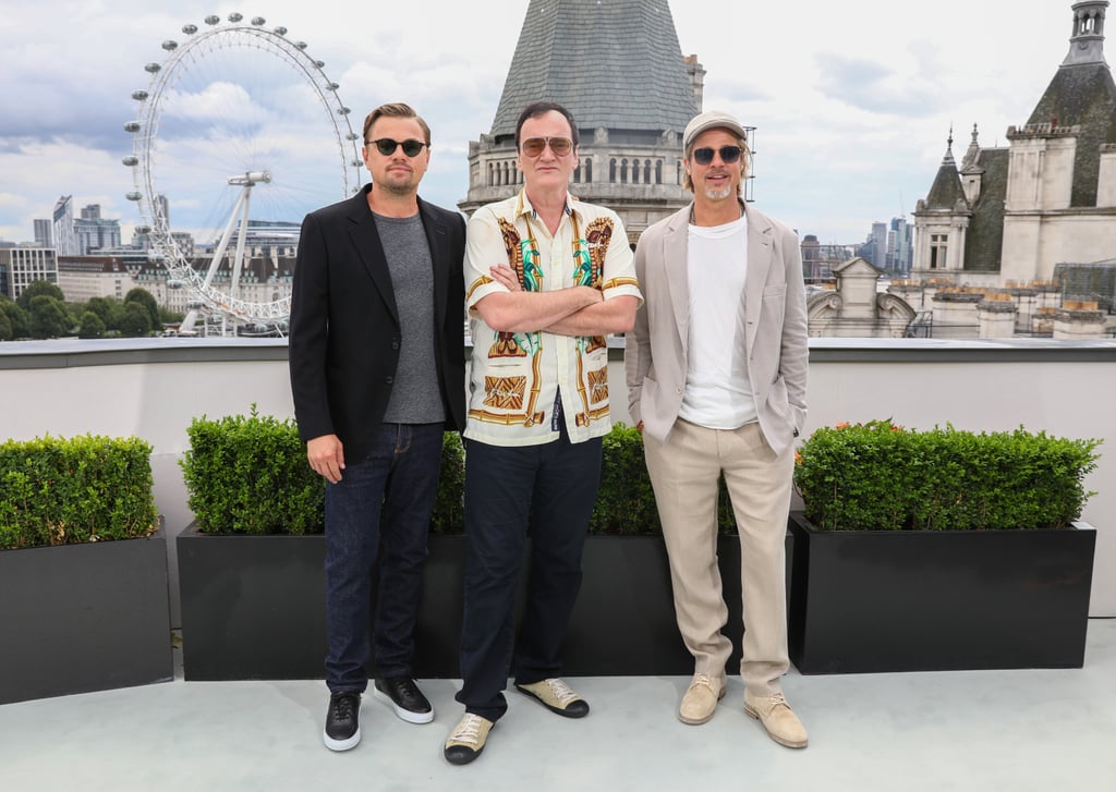 Leonardo DiCaprio, Quentin Tarantino, and Brad Pitt at the London photocall of Once Upon a Time in Hollywood.