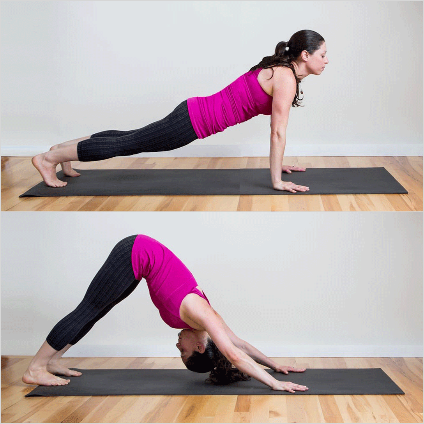 Plank to Down Dog With Ankle Reach, Chisel Your Triceps With 2 Dumbbells  and This 30-Minute Beginners' Upper-Body Workout