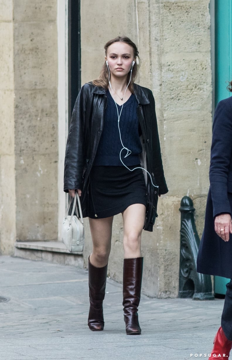 Lily-Rose Depp Wearing a Brandy Melville Sweater in Paris, France