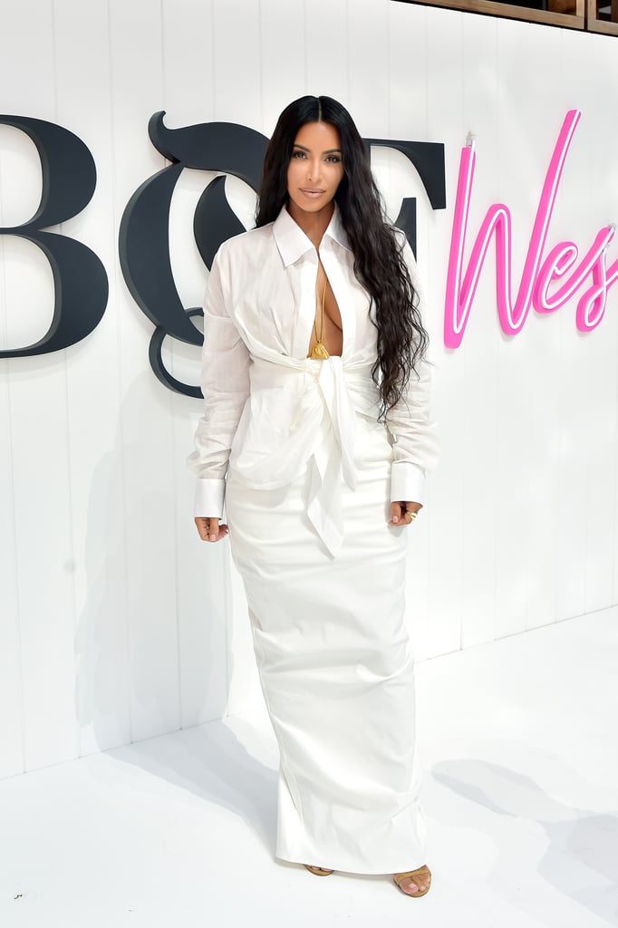 Kim Kardashian's White Shirt and Skirt June 2018