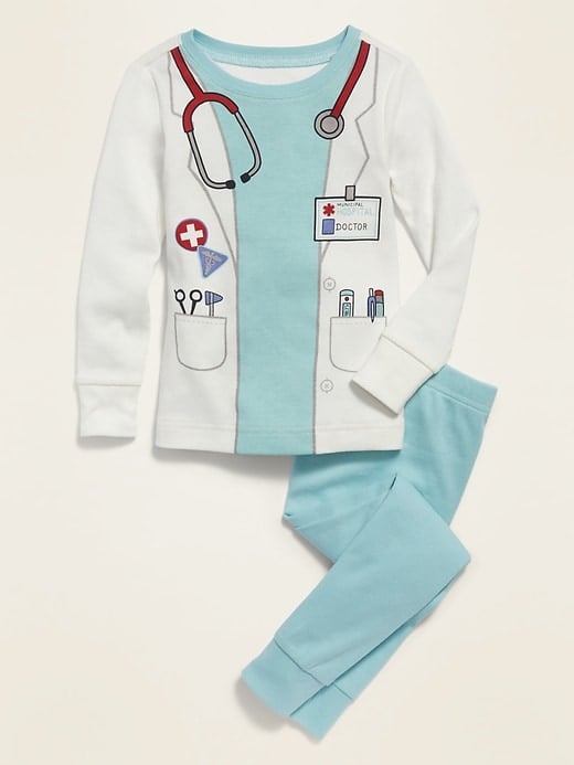 男女皆宜的医生服装睡衣套蹒跚学步的孩子和婴儿