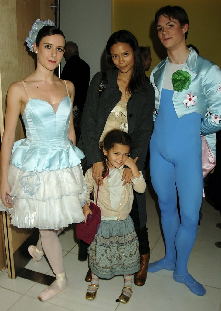 Thandie and 5-year-old Ripley posed backstage with dancers at the English National Ballet in December 2005.
