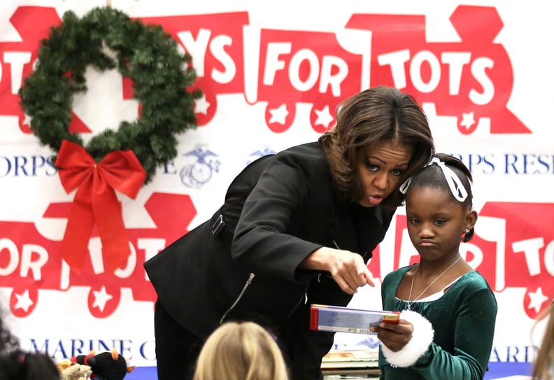 When she donated gifts to children for the Marine Corps' Toys For Tots Campaign on Christmas