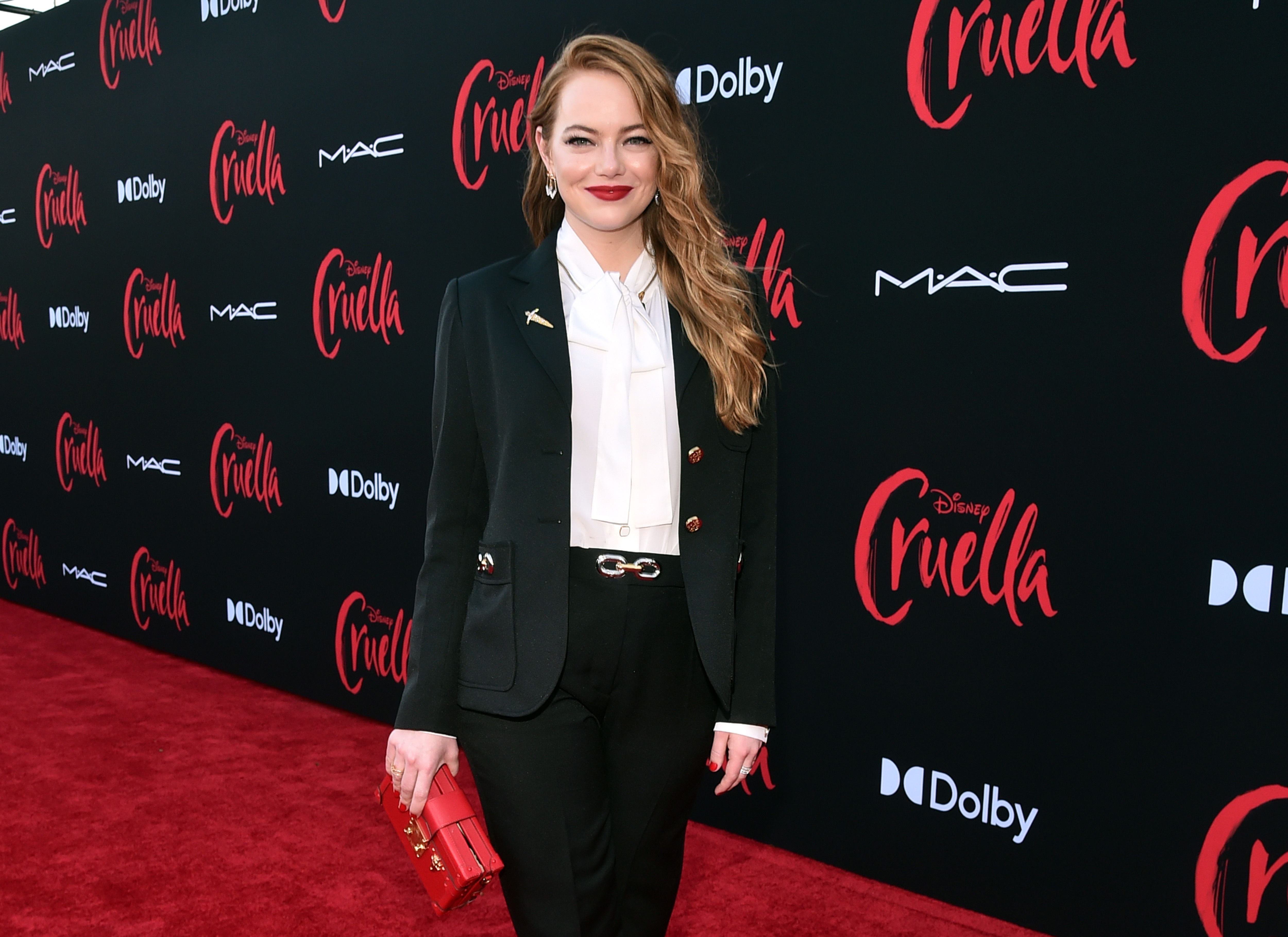 Emma Stone Dazzles in Fierce Suit at Cruella Premiere