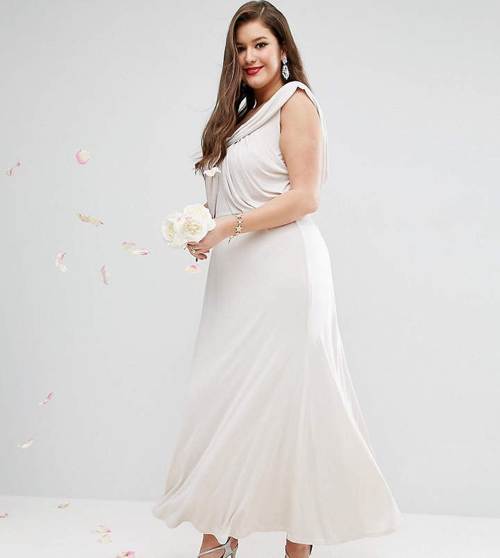 ASOS Wedding Slinky Drape Front Maxi Dress