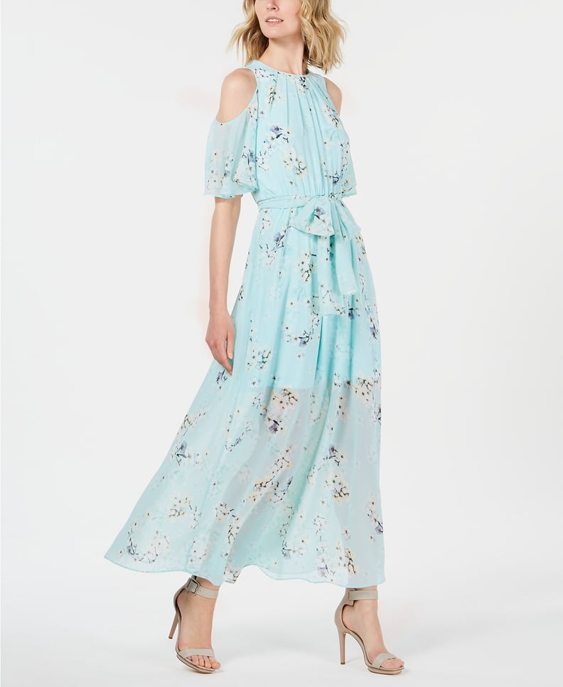 Calvin Klein Floral-Print Cold-Shoulder Maxi Dress