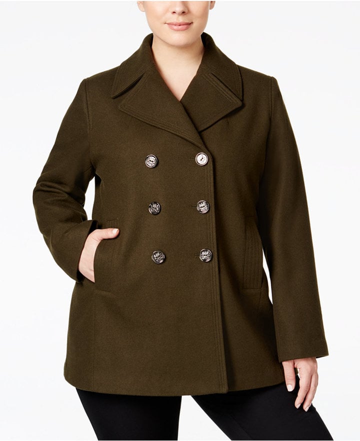 Kenneth Cole Plus Size Double-Breasted Peacoat, Created for Macy's