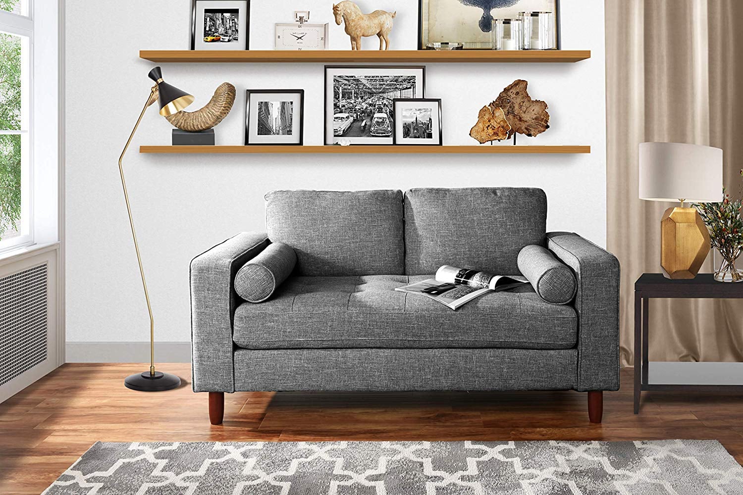 Modern Sofa Loveseat With Tufted Linen Fabric 14 Small Sofas