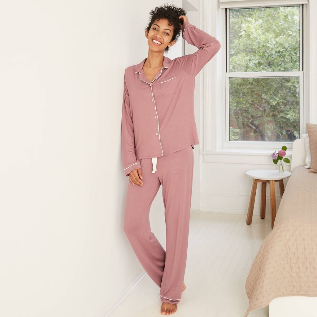 Stars Above Women's Beautifully Soft Notch Collar Top and Pants Pajama Set in Mauve