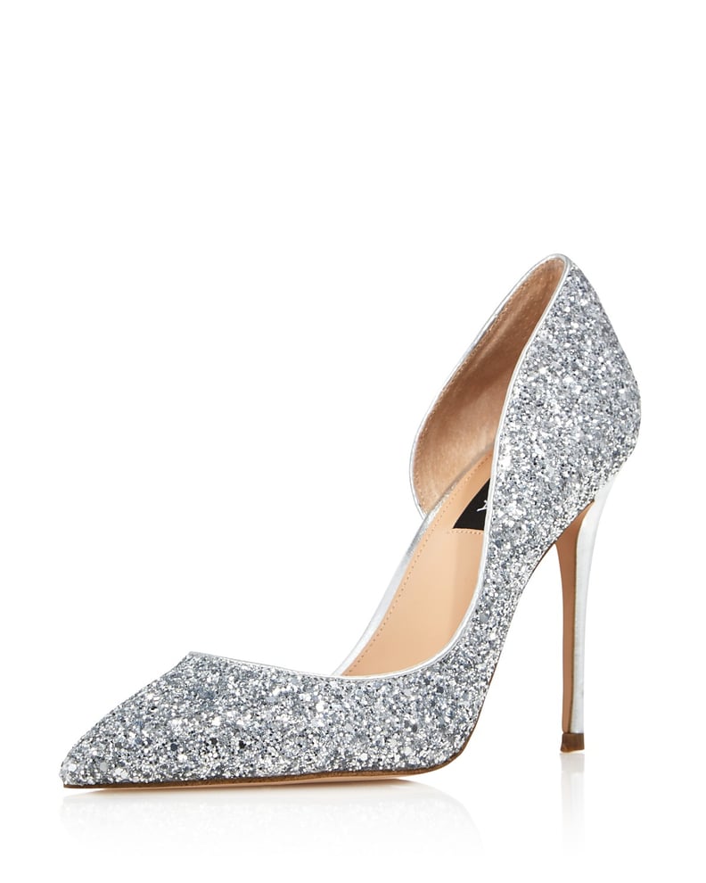 Aqua Dion Glitter Embellished High-Heel d'Orsay Pumps