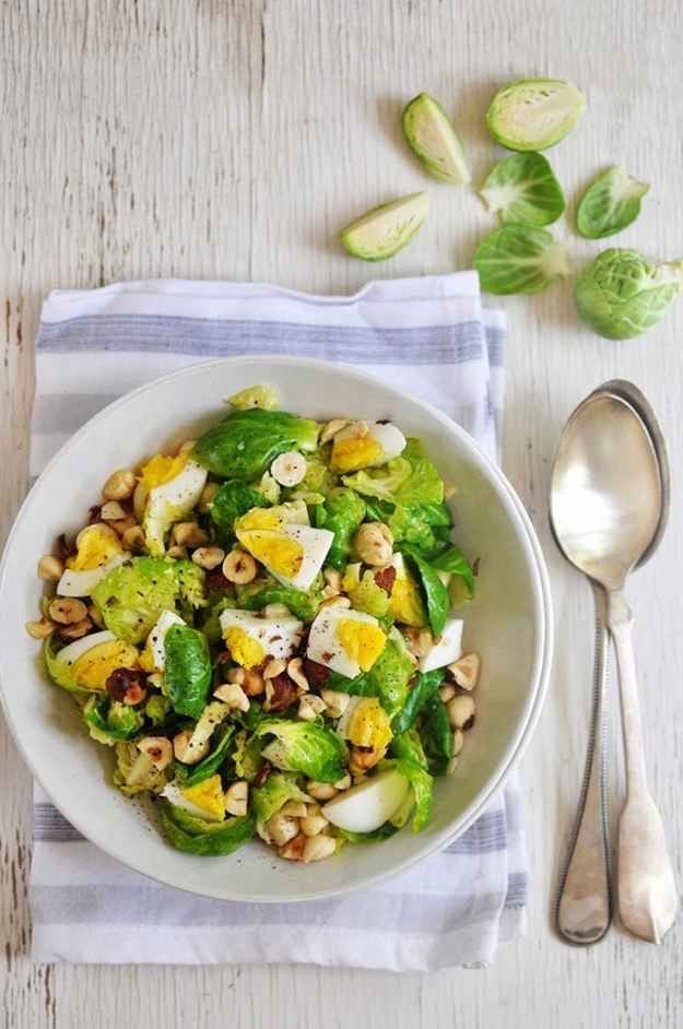 Brussels Sprouts and Egg Salad with Hazelnuts