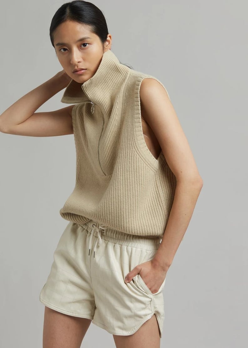 The Frankie Shop Malou Zip Vest in Sand