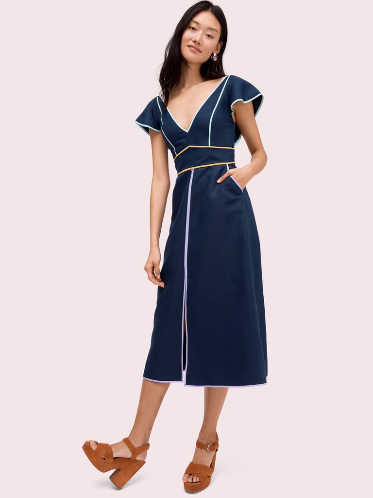 Kate Spade Linen Contrast Trim Dress