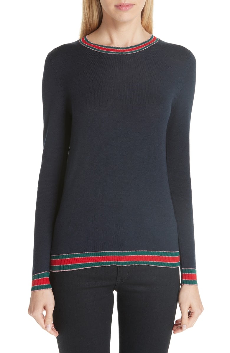 Gucci Stripe Trim Wool Sweater