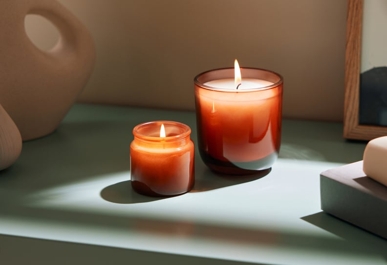 two lit candles