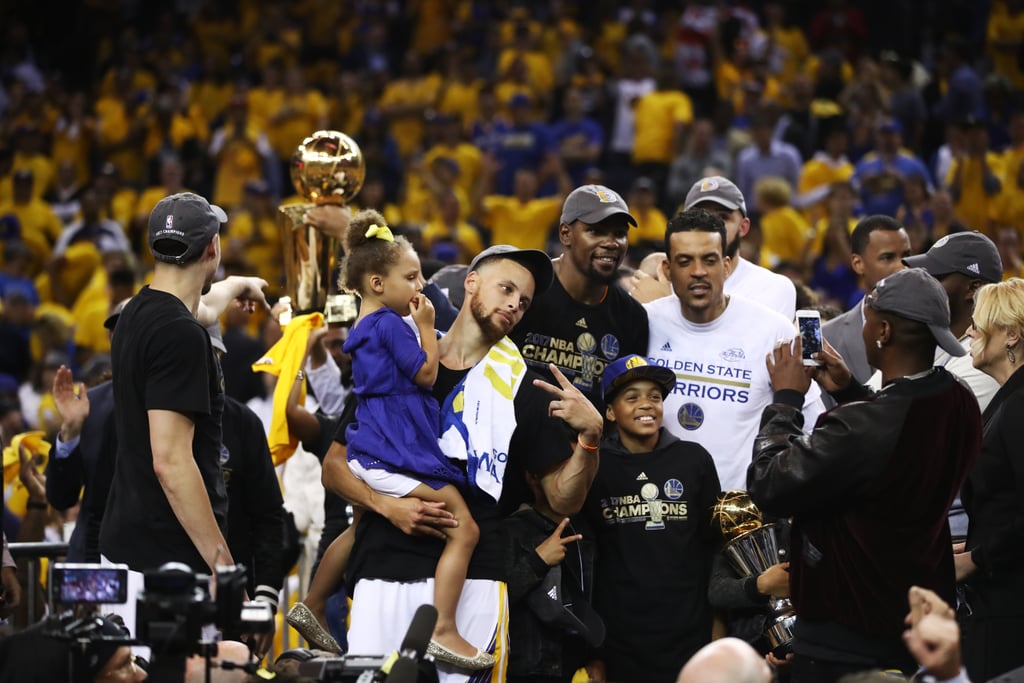 Stephen Curry With Daughters at NBA Finals Game June 2017