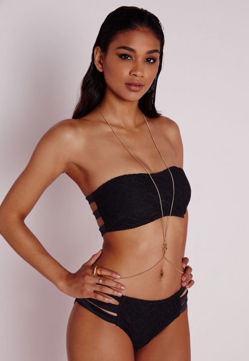 Missguided Strappy Crochet Bandeau Bikini ($38)