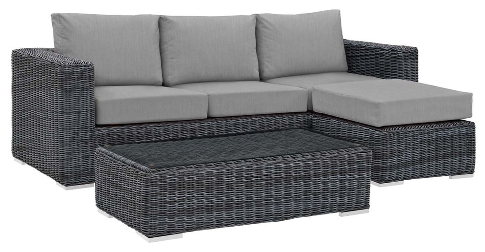 Modway 3-Piece Outdoor Upholstered Sectional Set