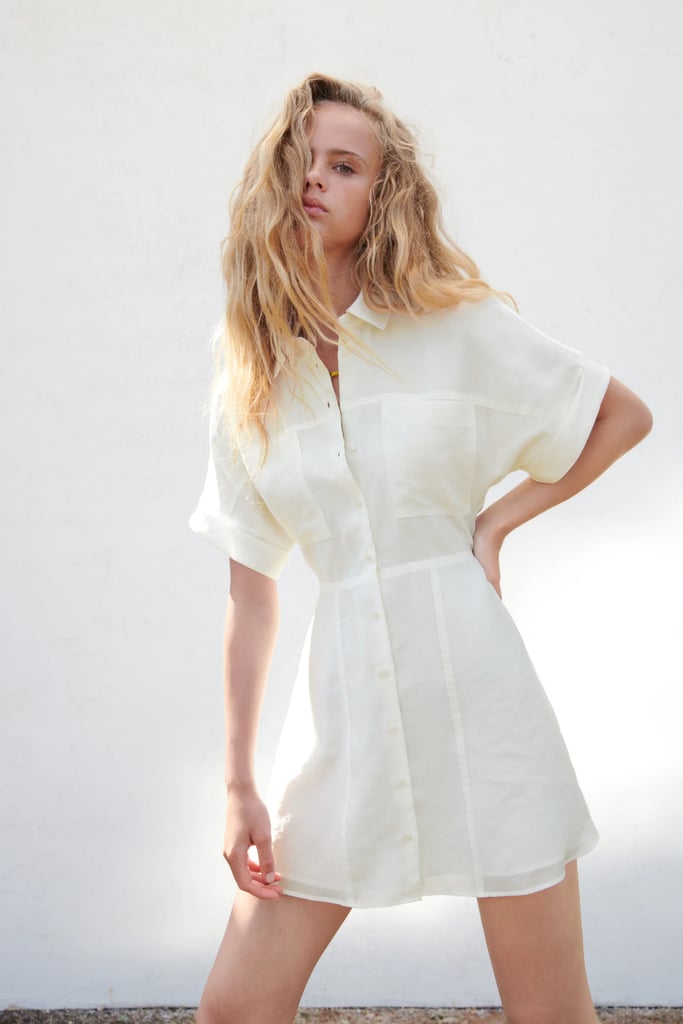 A Short-Sleeved Shirt Dress: Zara Short ...