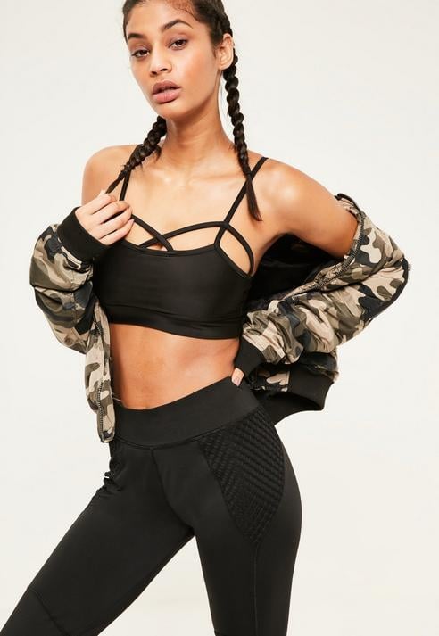 Missguided Active Black Strap Detail Sports Bra