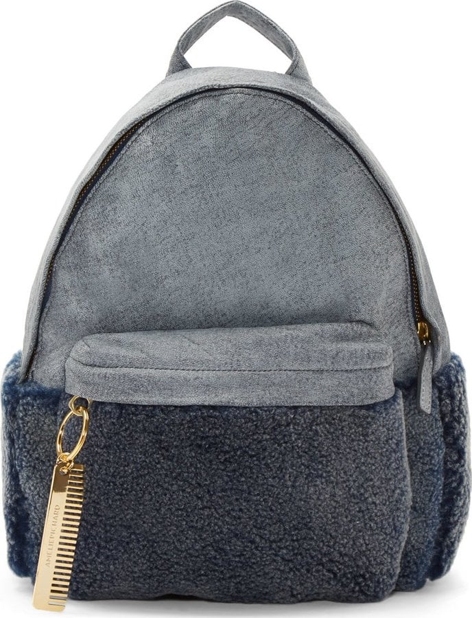 Amélie Pichard Gray Leather and Shearling Backpack
