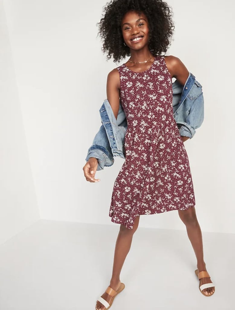 Old Navy Knit Swing Sleveless Black Floral Dress New Old Navy Knit Swing Sleveless Black Floral Dress New
