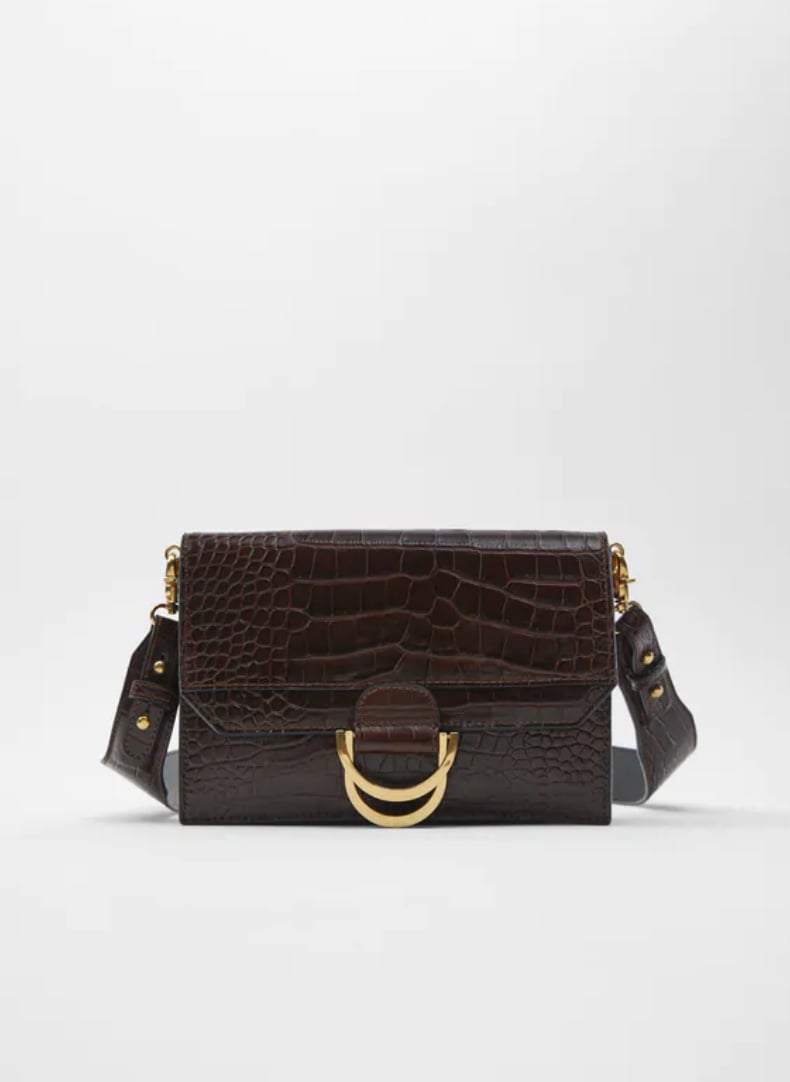 Zara Animal Embossed Leather Crossbody Bag