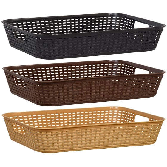 Essentials WovenLook Plastic Baskets With Handles (1 each) Best