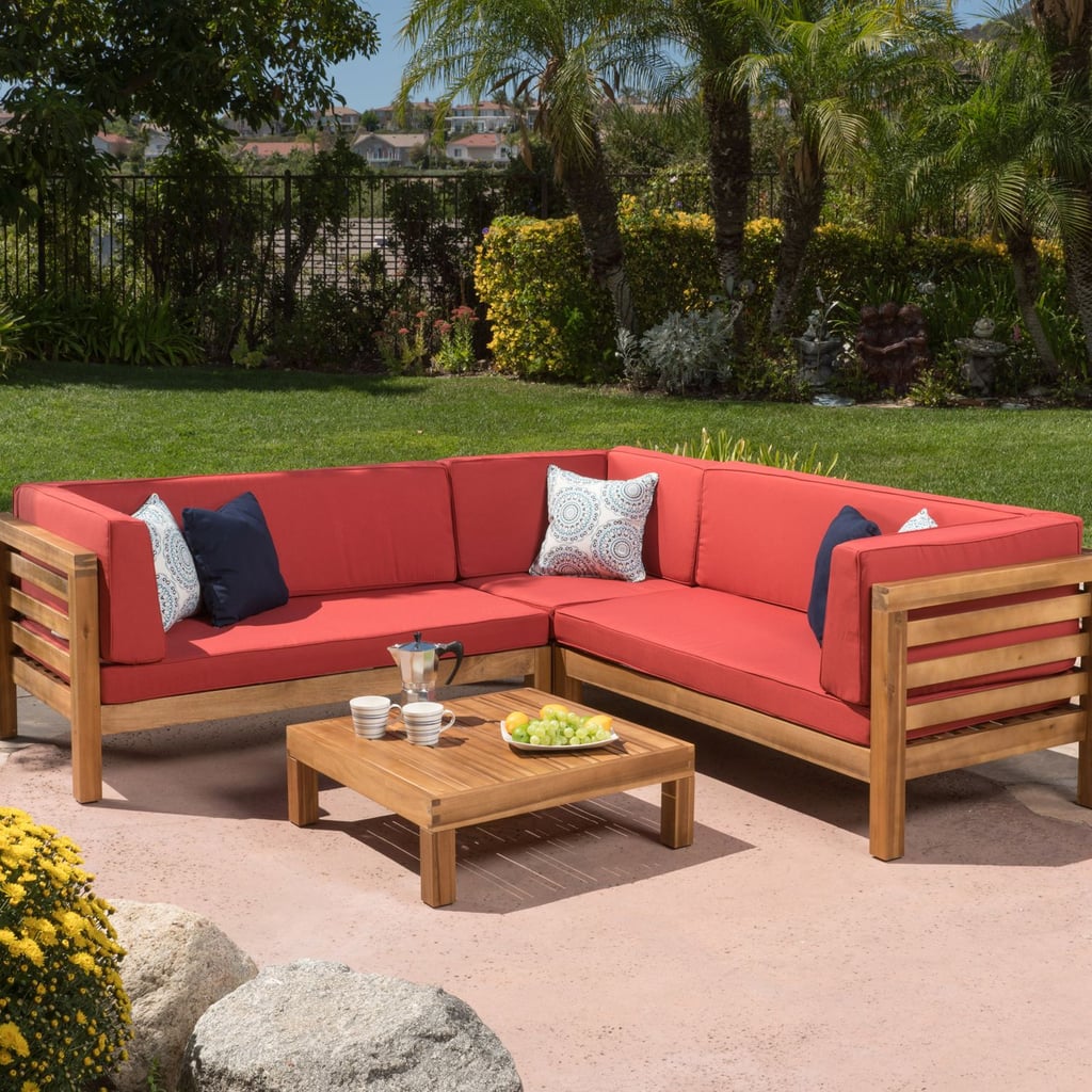 Collins 4-Piece Outdoor Sectional Set with Red Cushions