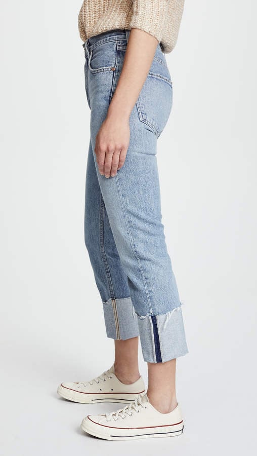 High rise cuffed jeans sales