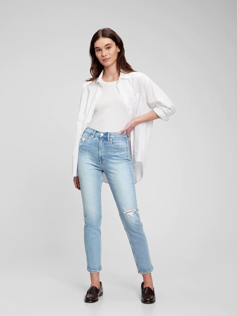 high rise cigarette jeans with secret smoothing pockets