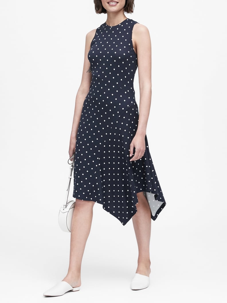 Banana Republic Polka Dot Soft Ponte Asymmetrical Dress