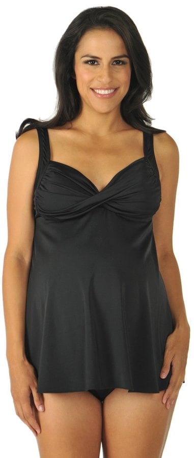 Maternity Swimwear Solid Twist Baby Doll Tankini