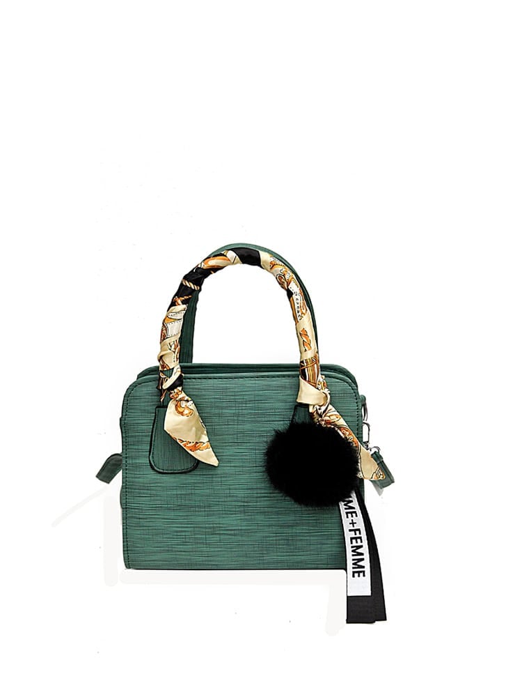 Romwe Wrap Scarf Satchel Bag With Pom