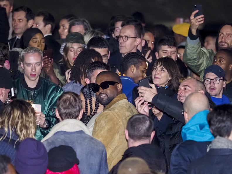 Kanye West During the Yeezy Show at Paris Fashion Week