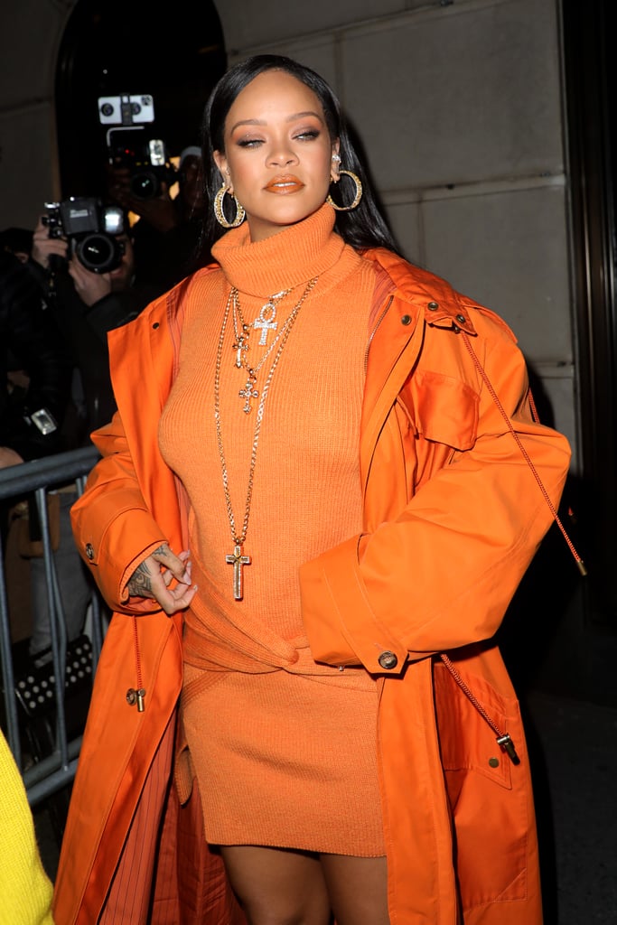 Rihanna's Orange Outfit at Fenty Event During Fashion Week