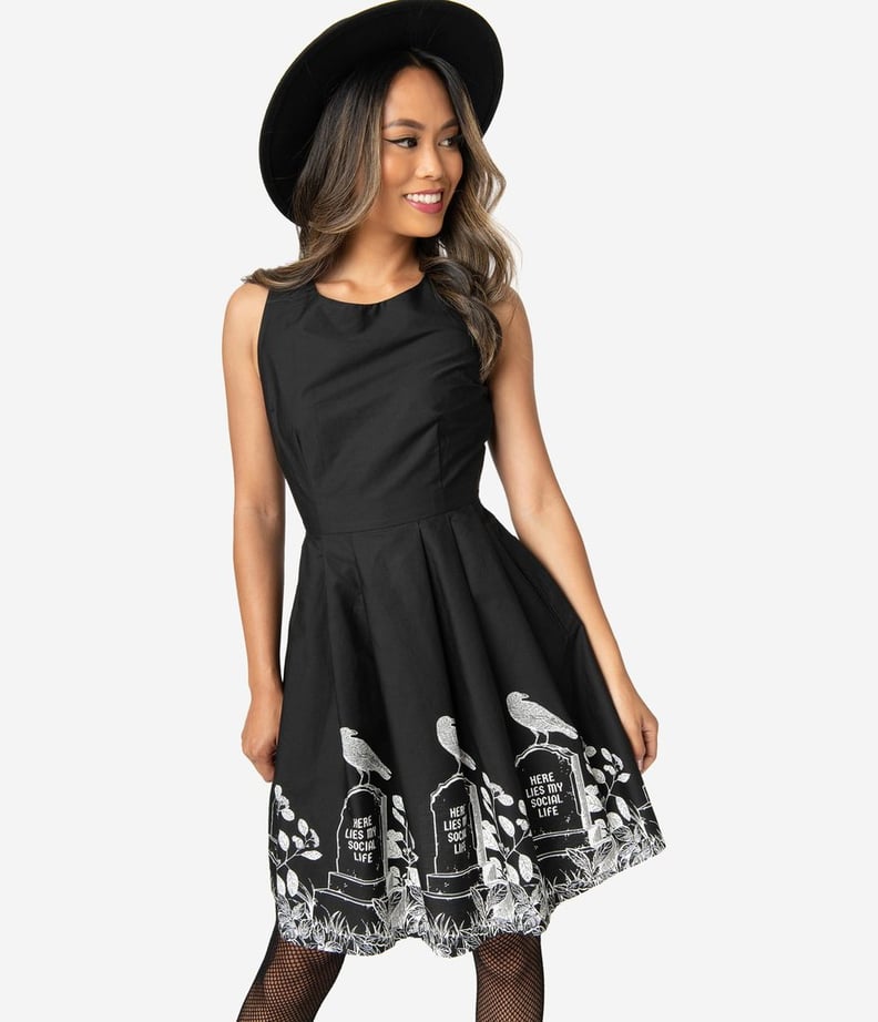 Black Cotton Afterlife of the Party Sleeveless Fit and Flare Dress