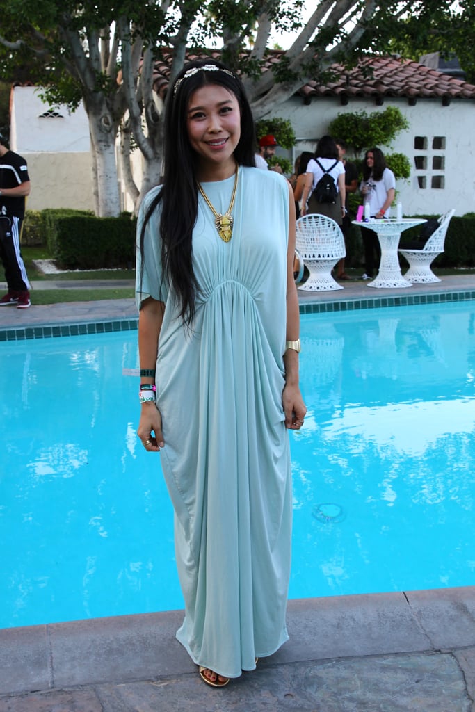 This amazing mint green maxi from H&M looked lovely by the pool, but it was the bold jewelry that really elevated the design, including a few dainty rings from Dogeared.