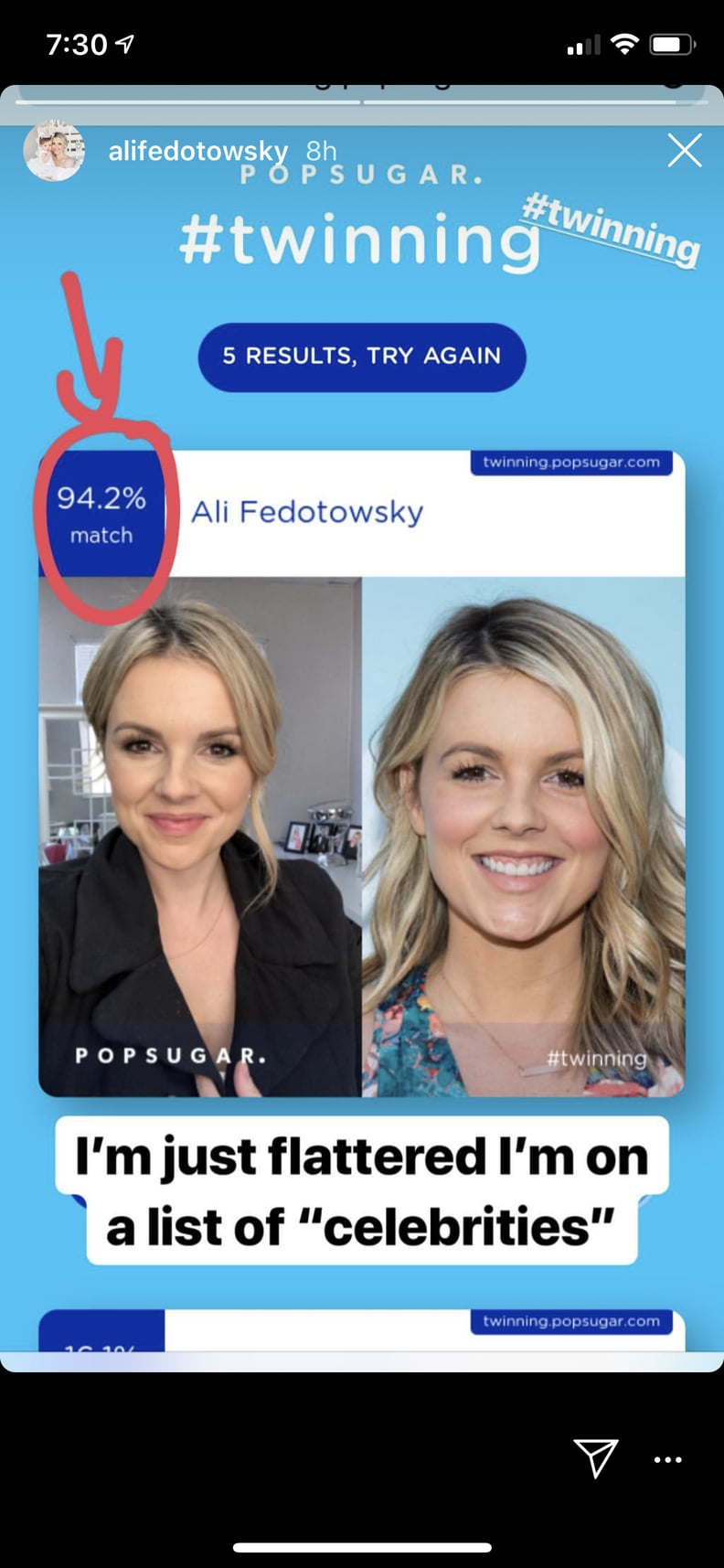 Ali Fedotowsky was flattered to match with herself.