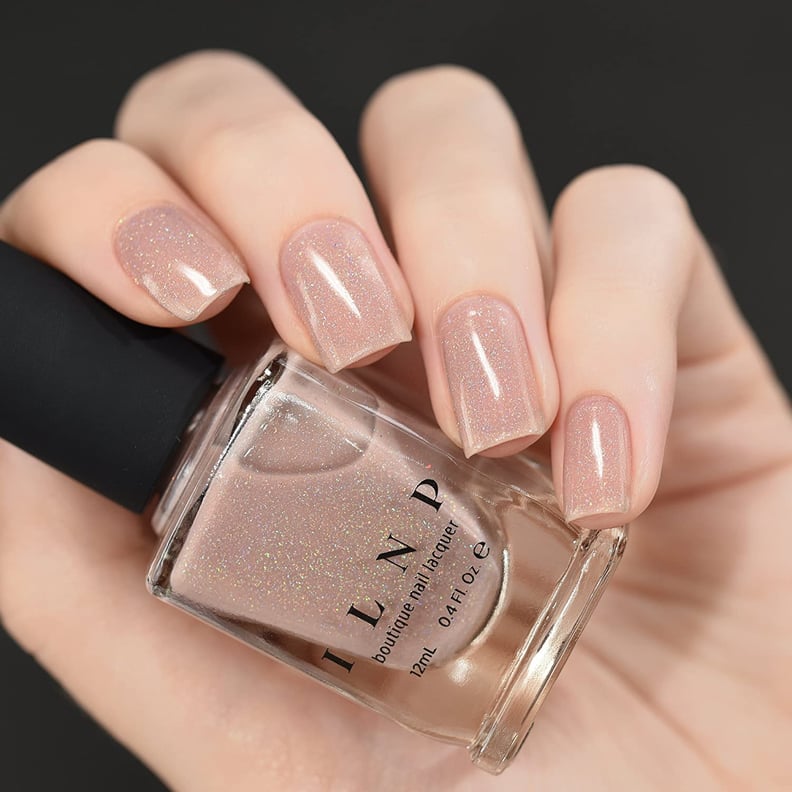 Nude Nail Polishes: ILNP Chleo in Neutral Blush Pink Holographic Sheer Jelly Nail Polish