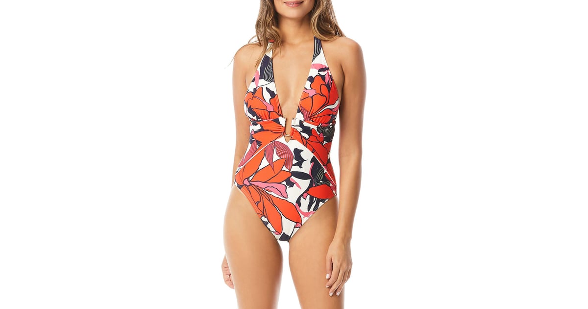 Wild Lotus Plunging Wrap One-Piece Swimsuit | Flattering ...