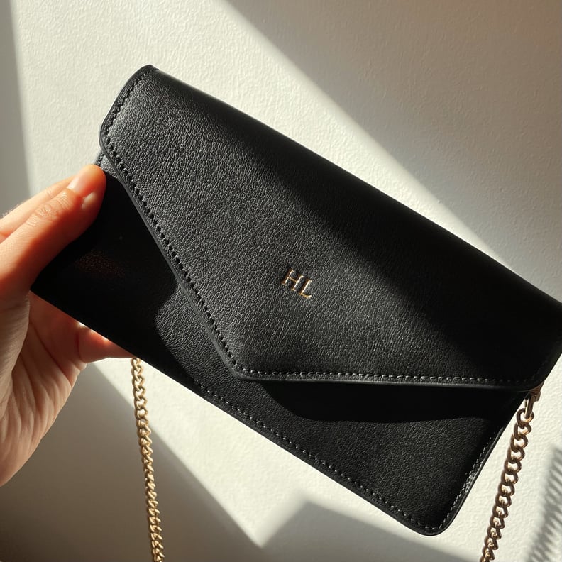 Envelope Wallet on Chain Small Black Leather