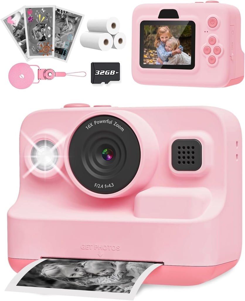 Anchioo Instant Camera ($30, originally $40)
Kids can start learning photography skills early with this fun Anchioo Instant Camera. It uses thermal paper to print out black-and-white photos instantly. Plus, there are stickers, filters and mirror effects included to expand their creativity. Besides taking pics, it has an MP3 music player and can also print out puzzles and games to keep any kid entertained. It comes with SD storage, so you can also add photos to any digital device.