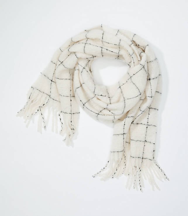 Plaid Boucle Blanket Scarf