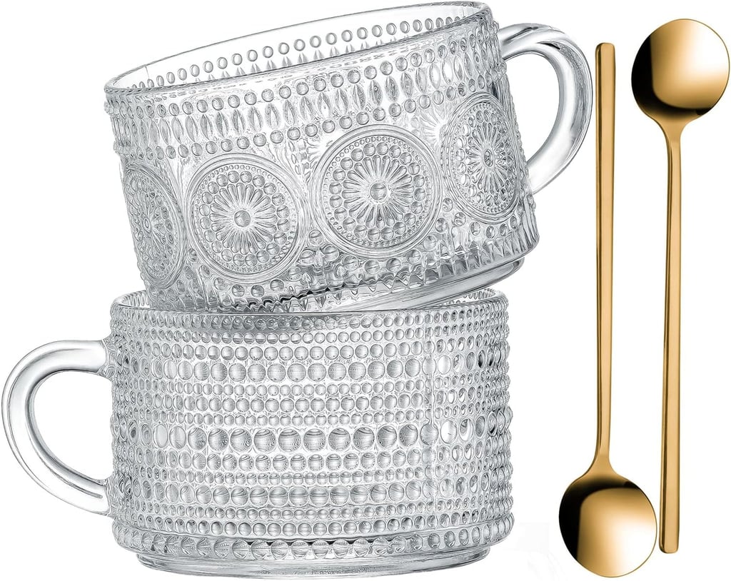Gezzeny Vintage Glass Coffee Mugs