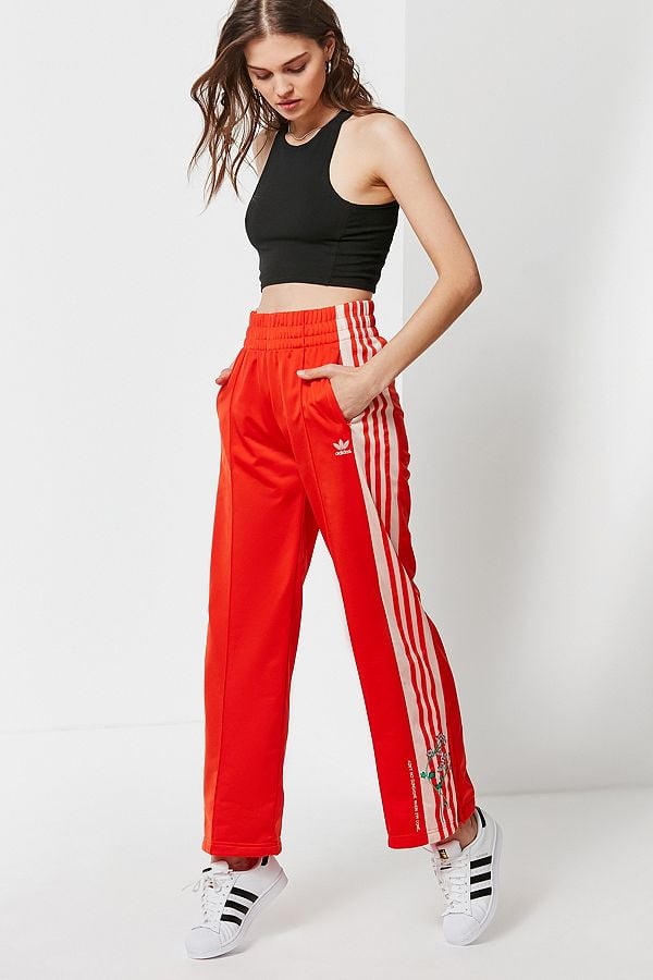 adidas originals adicolor three stripe track pants in red