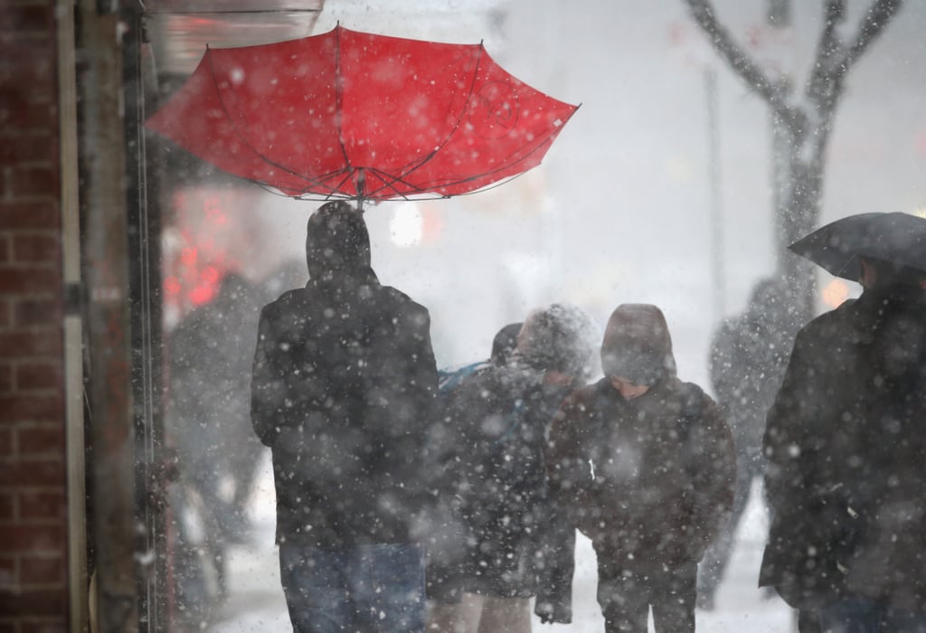 The wind in NYC flipped umbrellas inside out.